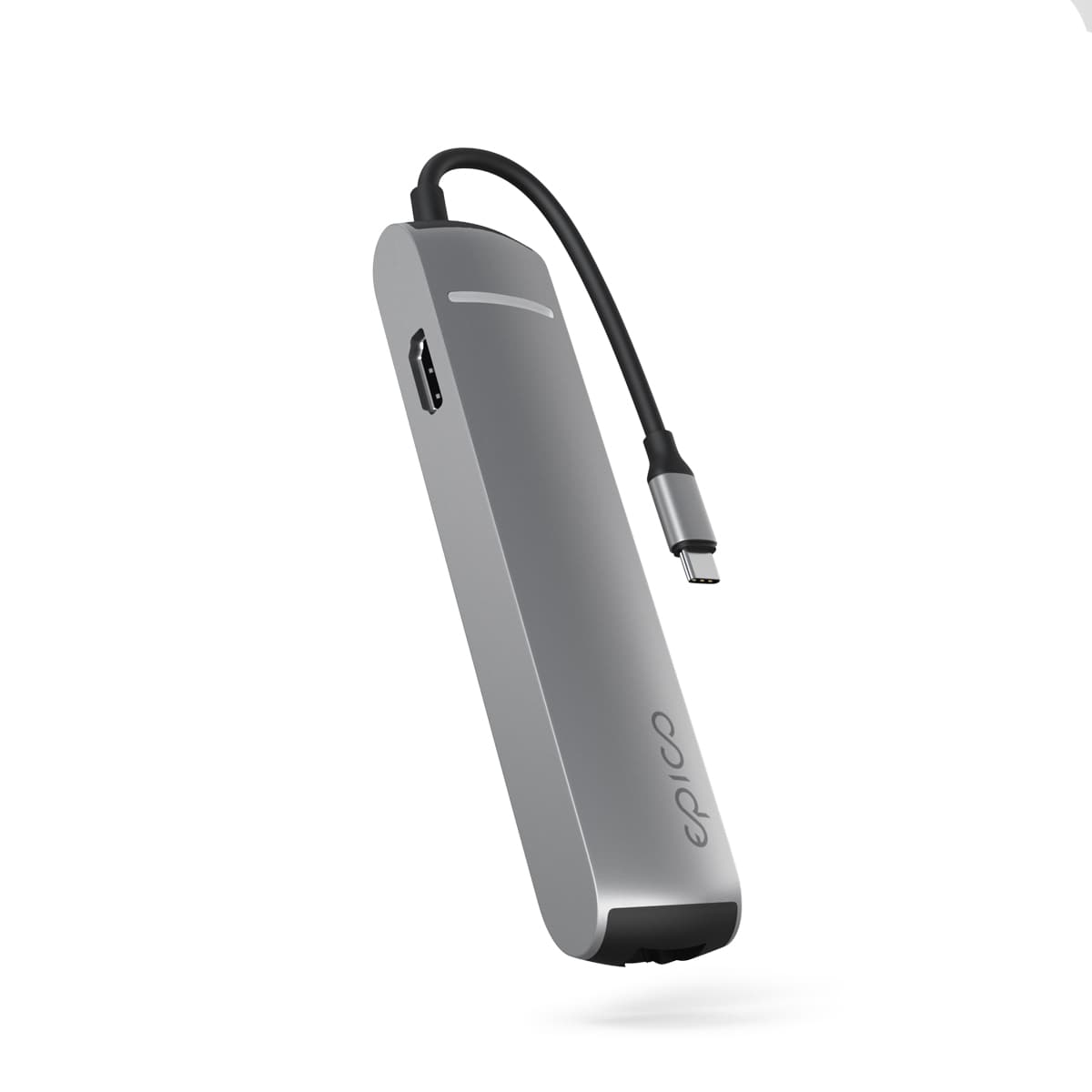 Epico 6v1 Slim Hub 8K s USB-C konektorem - šedá