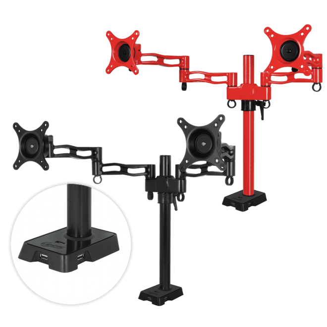 ARCTIC Z2 red - dual monitor arm with USB Hub inte