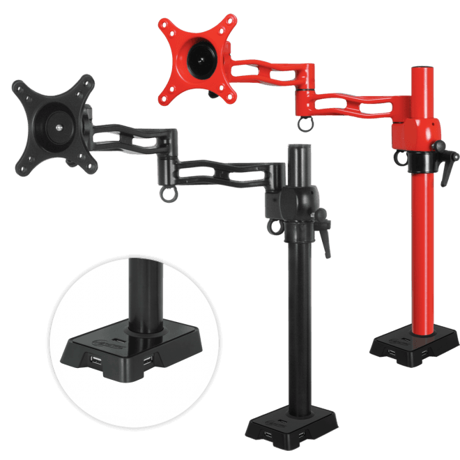 ARCTIC Z1 red - single monitor arm with USB Hub in