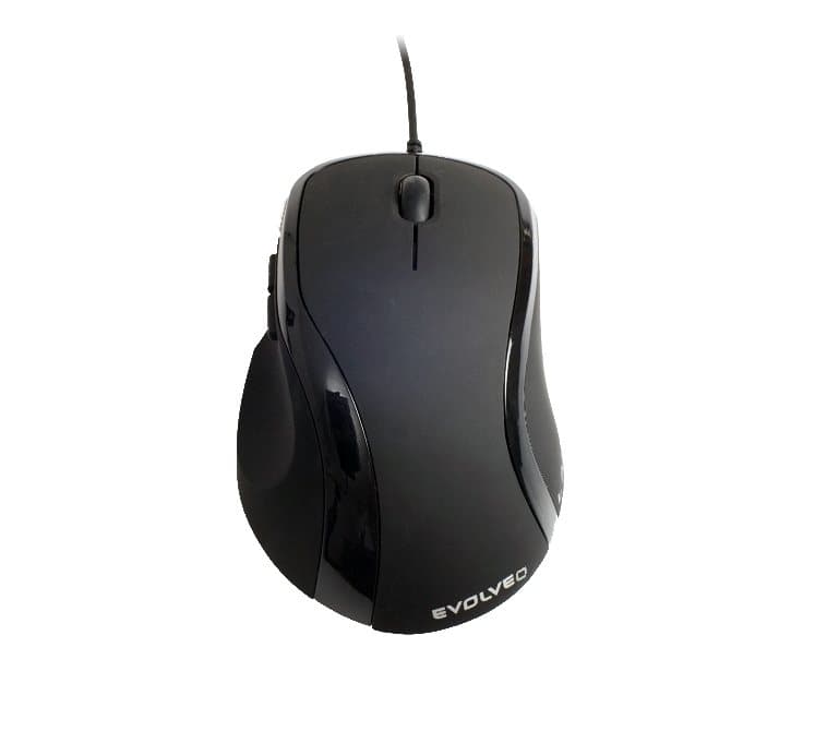 EVOLVEO ML-507B Ergonomická Laserová Pro praváky 1 600 DPI Drátová USB Černá