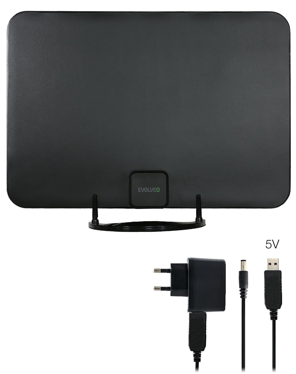 EVOLVEO Xany 2A, 230 5V, aktivní pokojová anténa FM DAB+ DVB-T2, filtr LTE,4G,5G