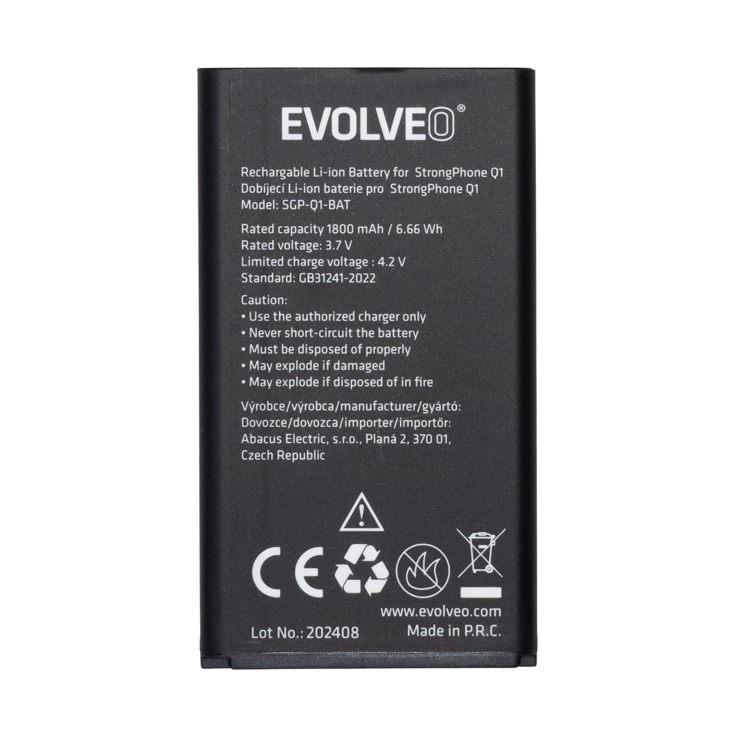 EVOLVEO orig. baterie 1800 mAh pro MaxPhone A1, StrongPhone Q1 Z4 W4