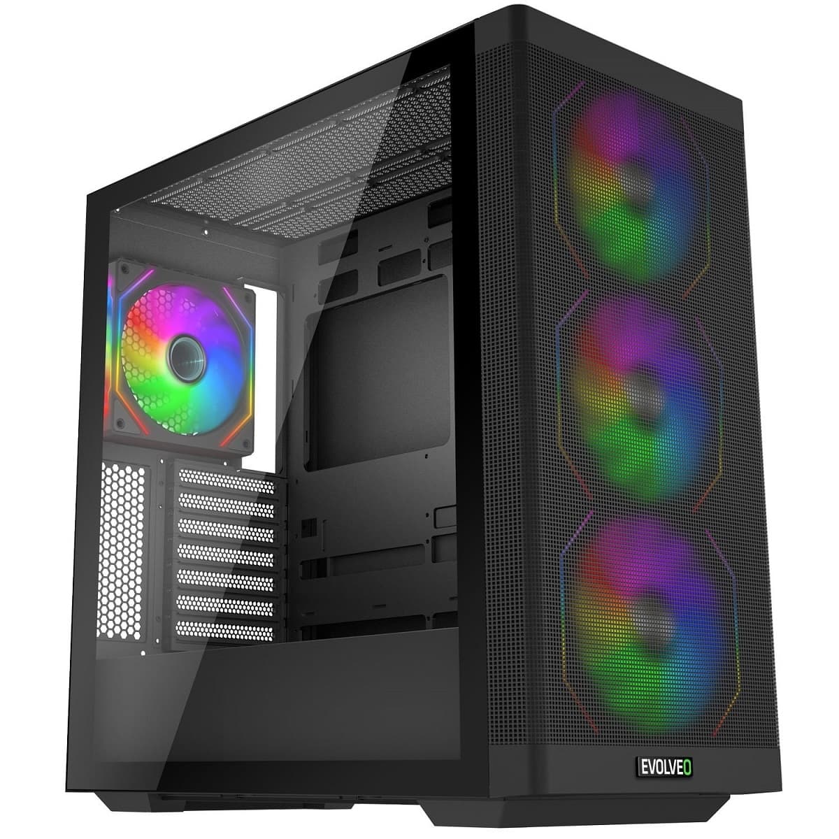 EVOLVEO Scorpio, Big Tower 4x ARGB sklo+mřížka