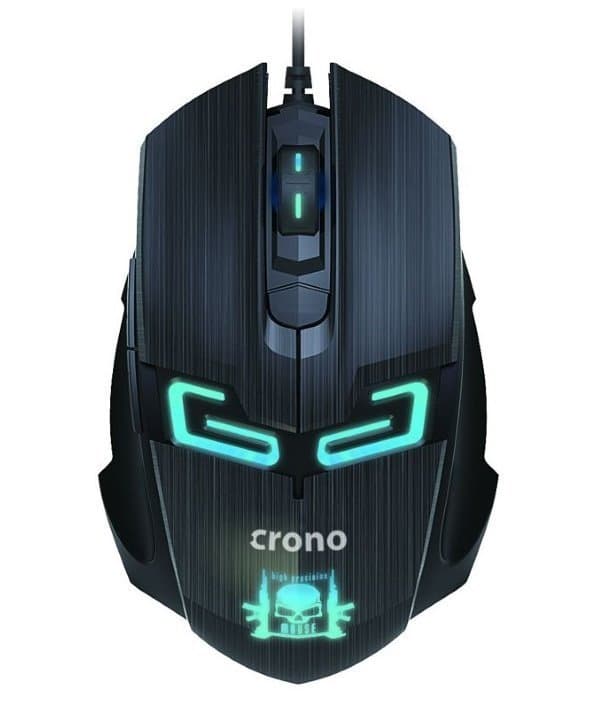 Crono CM647 Herní Optická Pro praváky 1 600 DPI Drátová USB Černá-modrá
