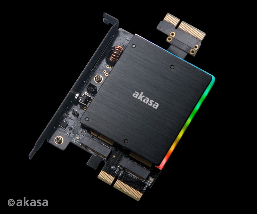 AKASA adaptér dual M.2 do PCIex s chladičem RGB