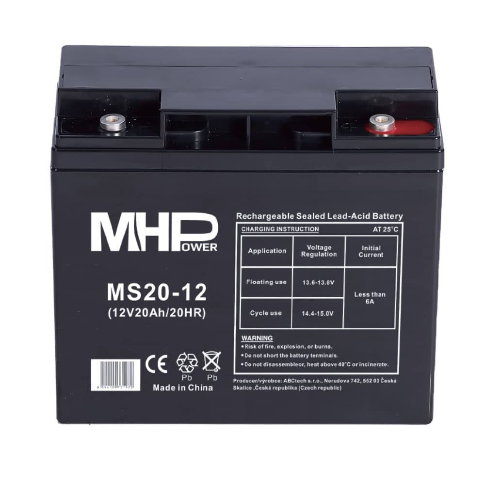 MHPower MS20-12 olověný akumulátor AGM 12V 20Ah T5
