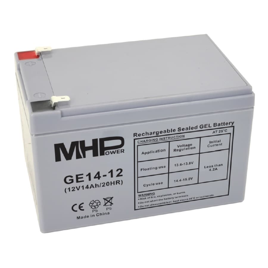 MHPower GE14-12 Gelový akumulátor 12V 14Ah, Faston F2 - 6,3mm, Deep Cycle