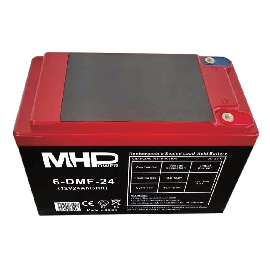 MHPower 6-DMF-24 Trakční gelová baterie 12V 24Ah, Terminál D2 - M5, Deep Cycle