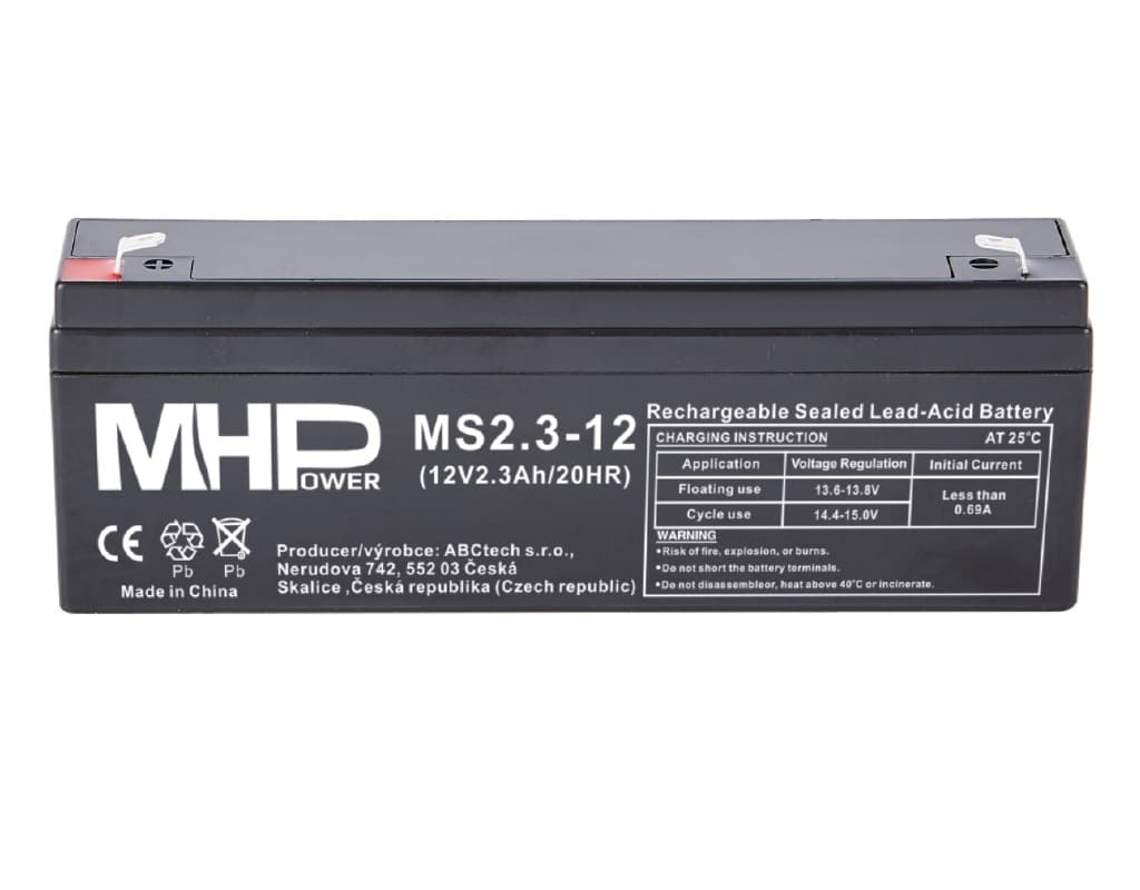 MHPower MS2.3-12 olověný akumulátor AGM 12V 2.3Ah