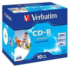 VERBATIM CD-R(10-Pack)Jewel Printable 52x 700MB