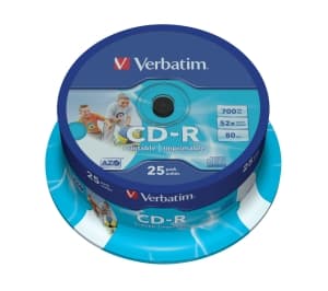 VERBATIM CD-R(25-Pack)Spindle Printable 52x 700MB