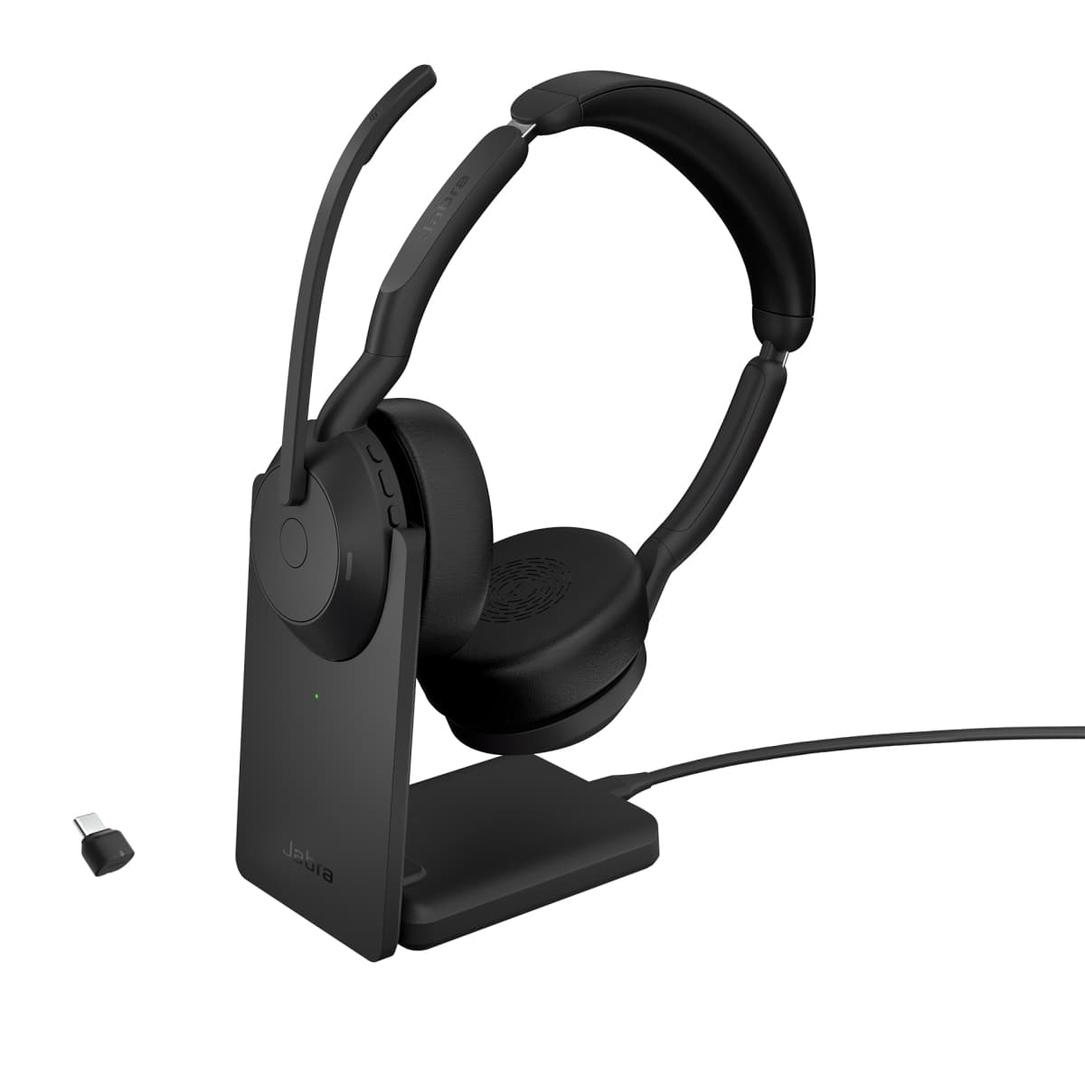 Jabra Evolve2 55 Stereo ANC USB-C BT-USB Bezdrát Stand Černá