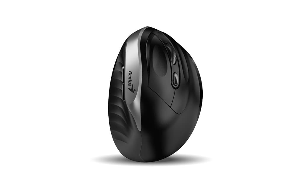 Genius Ergo 8250S Vertikální Optická Pro praváky 1 600 DPI Bezdrátová USB Černá-stříbrná