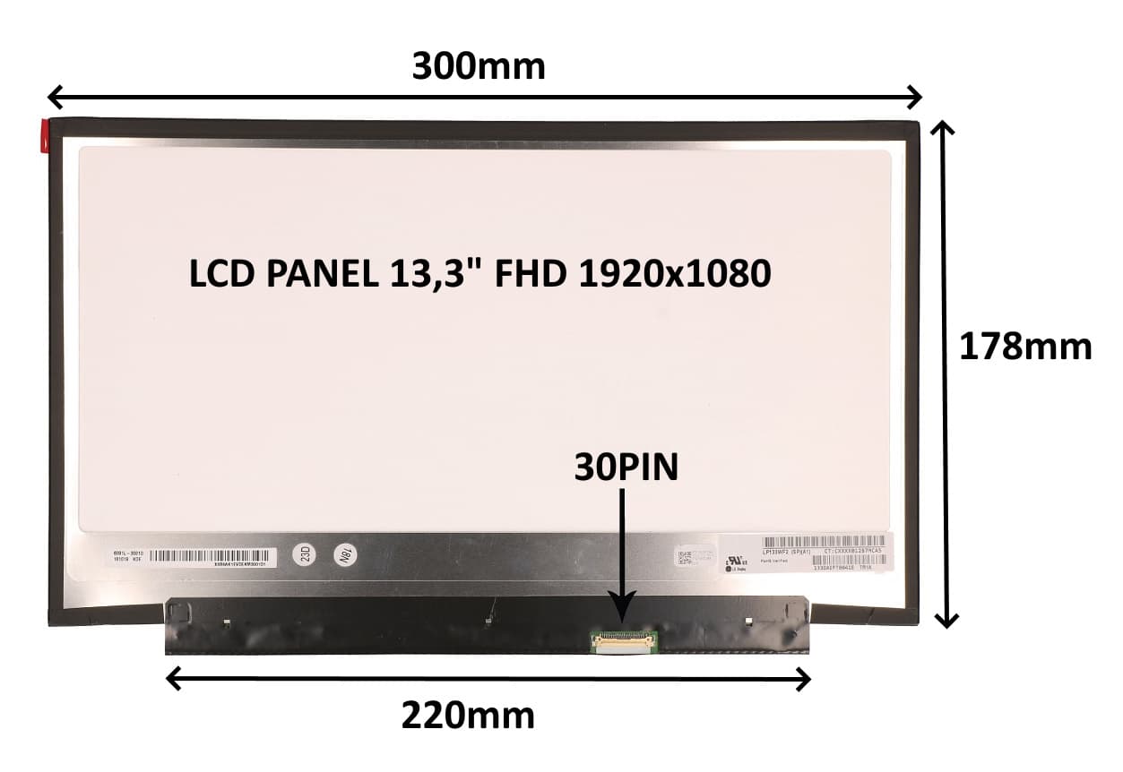 LCD PANEL 13,3" FHD 1920x1080 30PIN MATNÝ BEZ ÚCHYTŮ