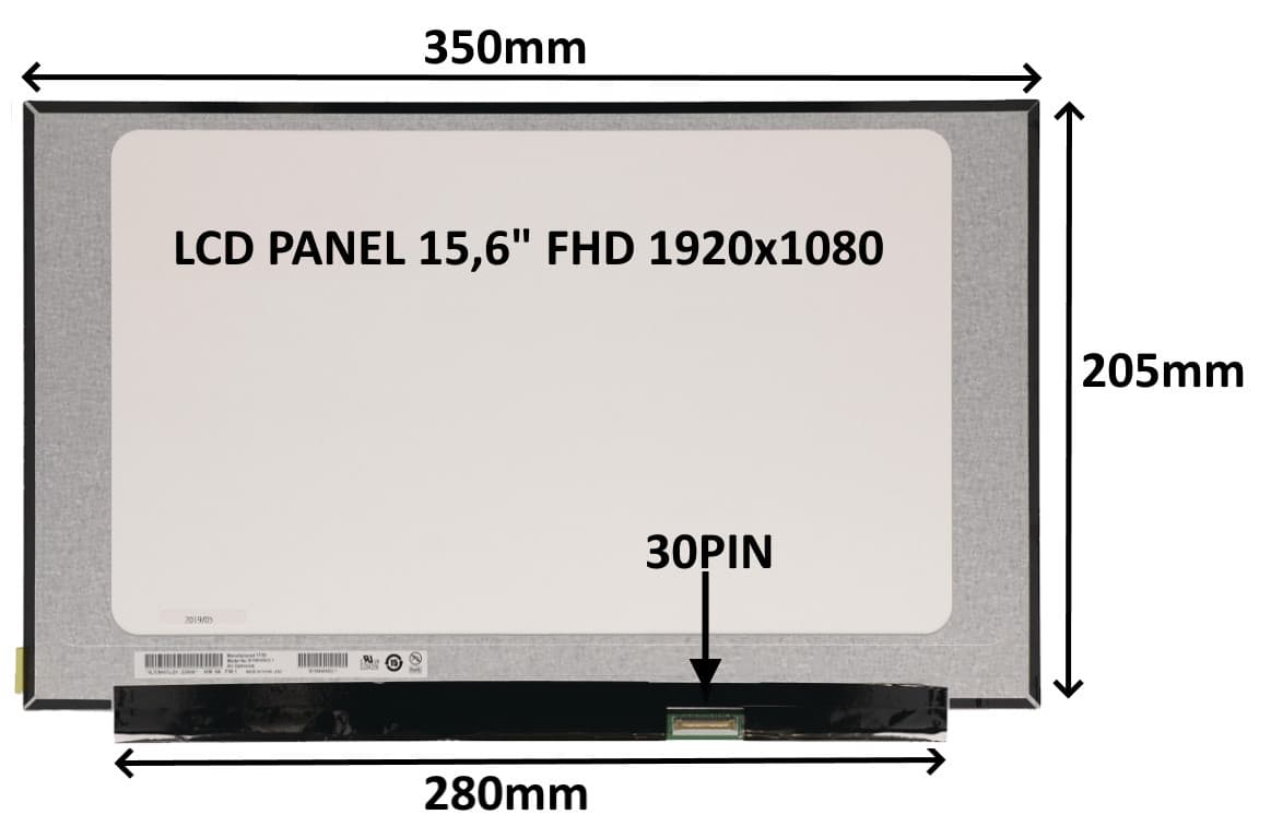 LCD PANEL 15,6" FHD 1920x1080 30PIN MATNÝ IPS BEZ ÚCHYTŮ