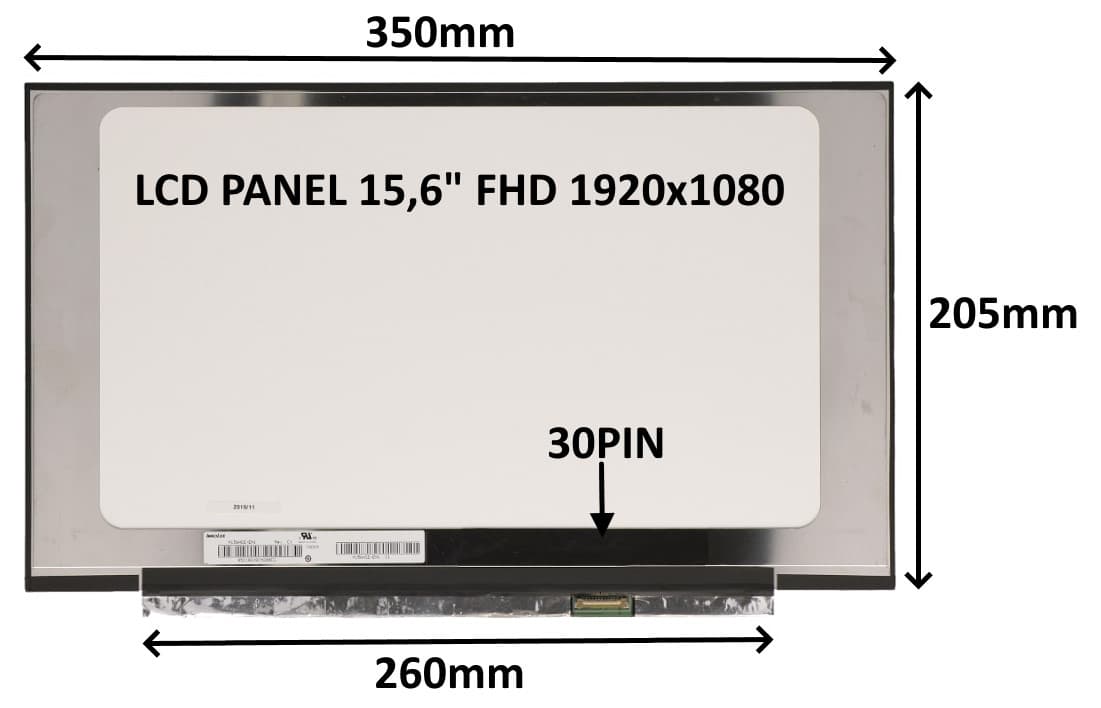 LCD PANEL 15,6" FHD 1920x1080 30PIN MATNÝ IPS BEZ ÚCHYTŮ