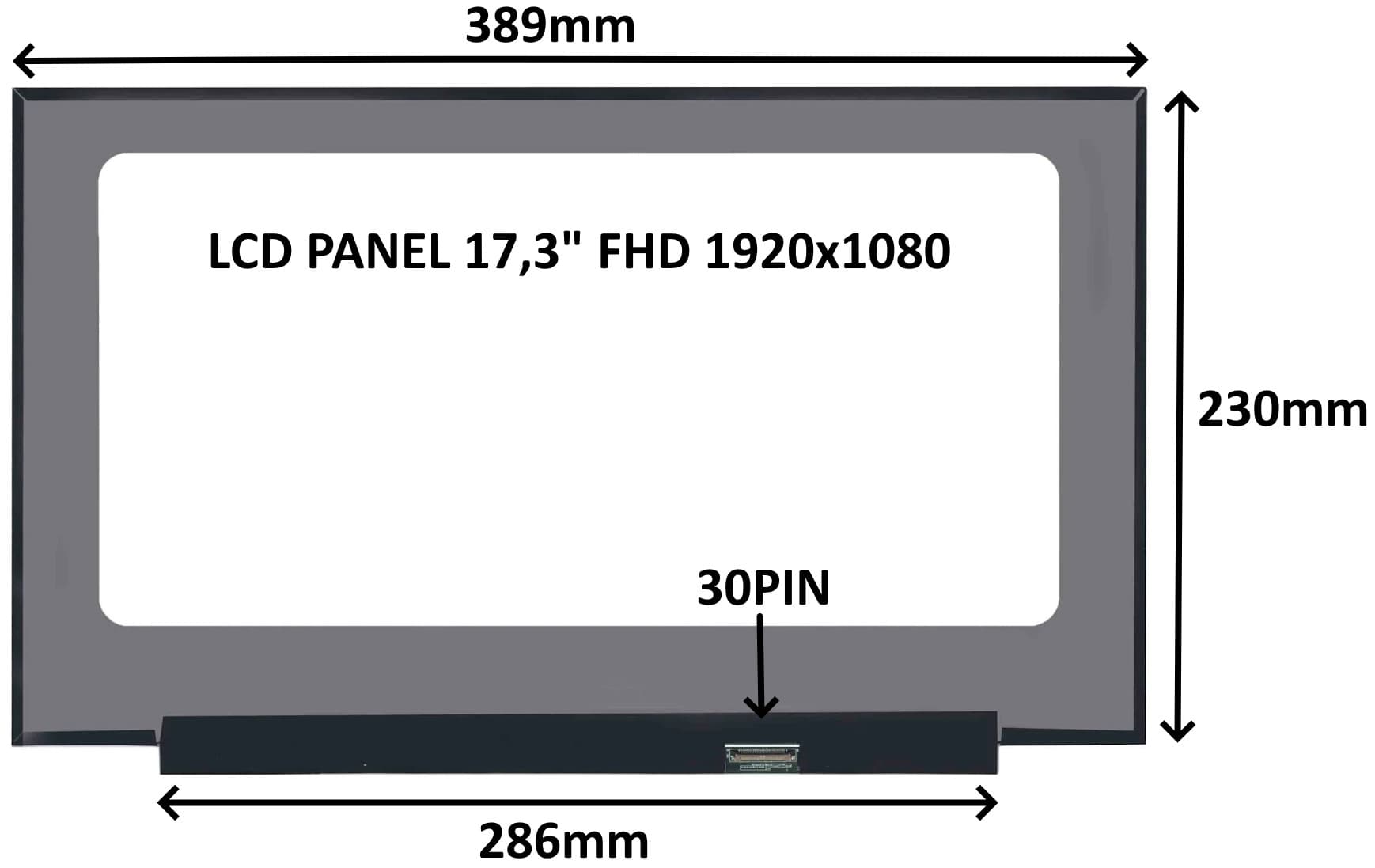 LCD PANEL 17,3" FHD 1920x1080 30PIN MATNÝ IPS BEZ ÚCHYTŮ