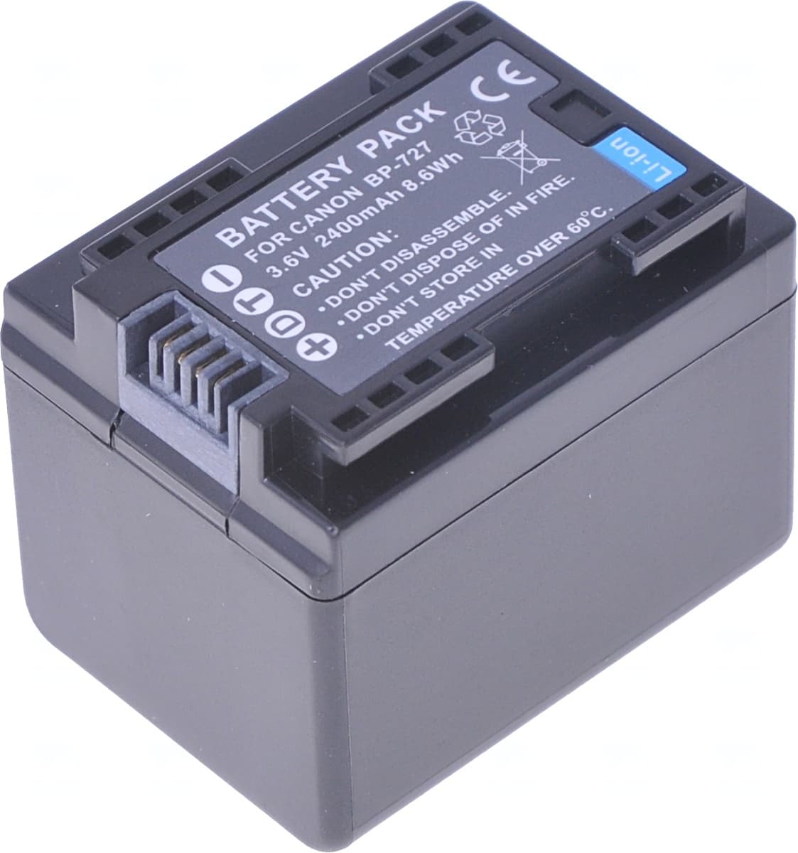 Baterie T6 power Canon BP-727, 2400mAh, 8,6Wh, černá