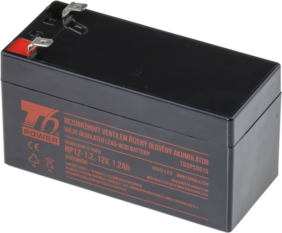 Akumulátor T6 Power NP12-1.2, 12V, 1,2Ah, F1
