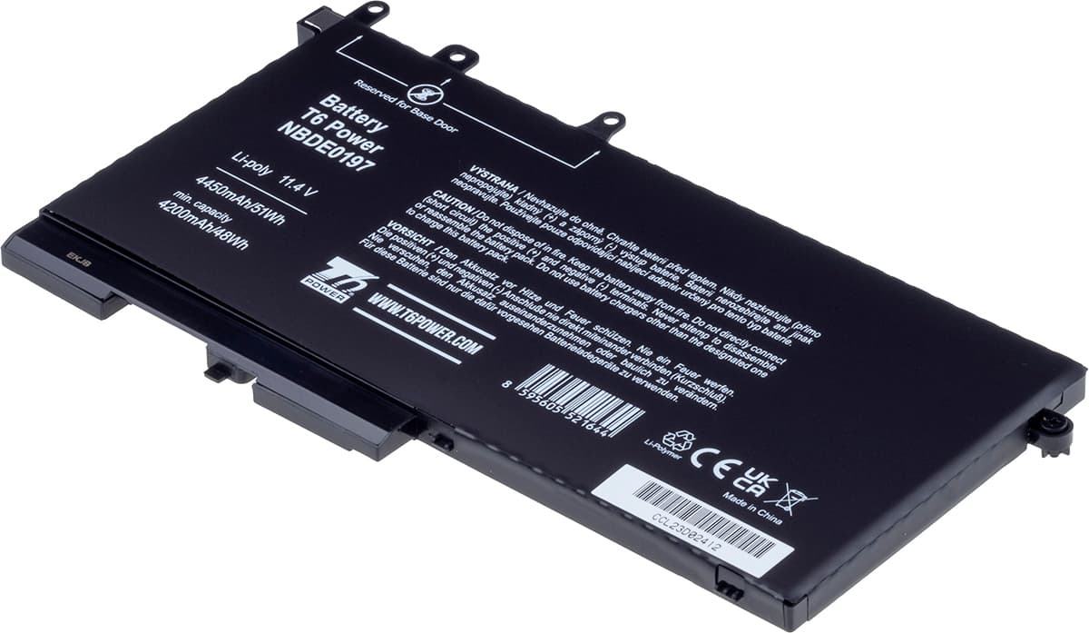 Baterie T6 Power pro Dell Latitude 5280, 5290, 5480, 5490, 5580, 5590, 4450mAh, 51Wh, 3cell, Li-pol