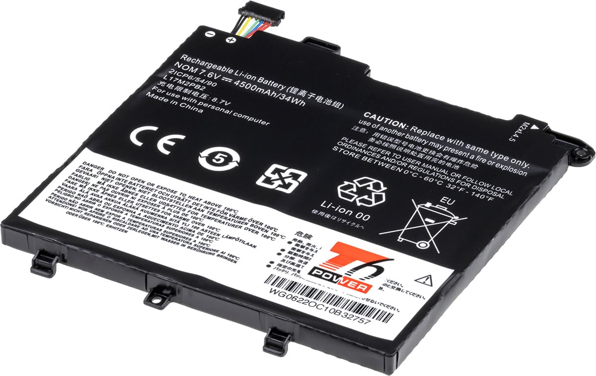Baterie T6 Power pro Lenovo V330-14IKB, V330-14ARR, V130-14IKB, 4950mAh, 38Wh, 2cell, Li-pol