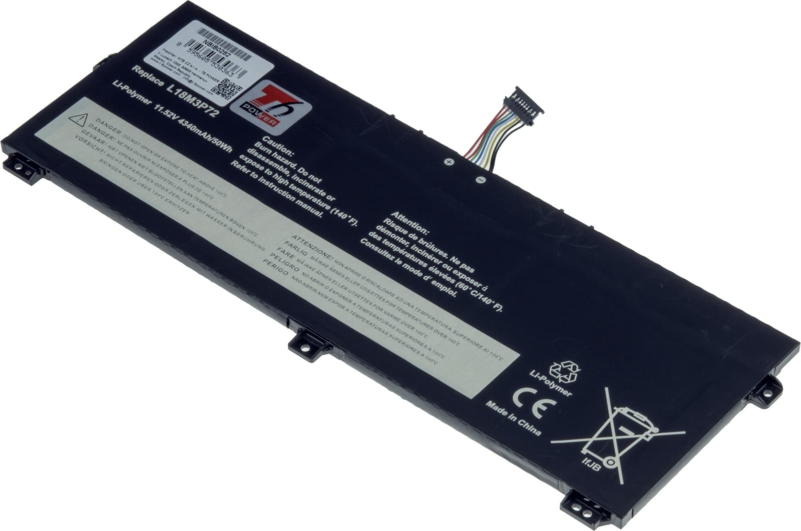 Baterie T6 Power pro Lenovo ThinkPad X13 Yoga Gen 1, X390 Yoga, 4340mAh, 50Wh, 3cell, Li-Pol
