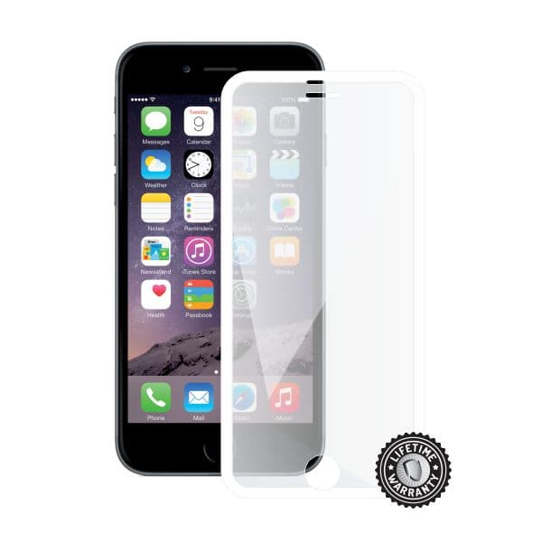 Screenshield™ APPLE iPhone 6 6S Tempered Glass protection display (full COVER white metalic frame)