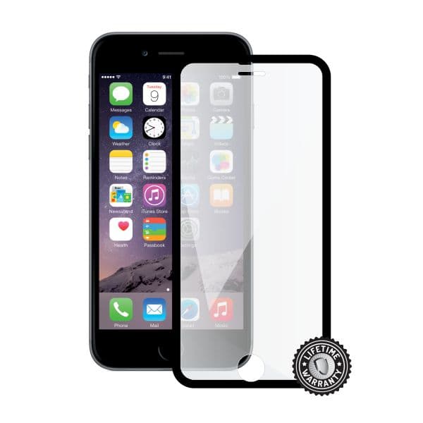 Screenshield™ APPLE iPhone 6 6S Tempered Glass protection display (full COVER black metalic frame)