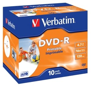 VERBATIM DVD-R (10-pack)Printable 16x 4.7GB Jewel