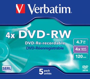 VERBATIM DVD-RW (4x, 4,7GB), 5ks