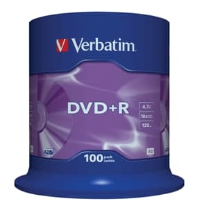 VERBATIM DVD+R(100-Pack)Spindl MattSlvr 16x 4.7GB