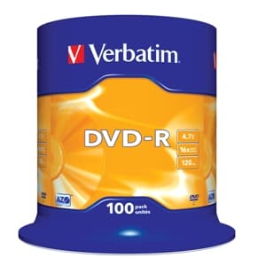 VERBATIM DVD-R(100-Pack)Spindl MattSlvr 16x 4.7GB