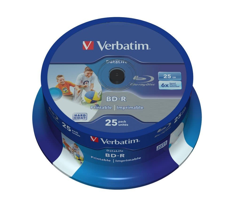 VERBATIM BD-R SL(25-Pack)Spindl 6x 25GB Printable