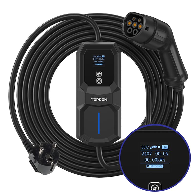 TOPDON PulseQ AC Portable - 3,7kW konektor IEC62196-2 Typ LCD displej IP65 5m