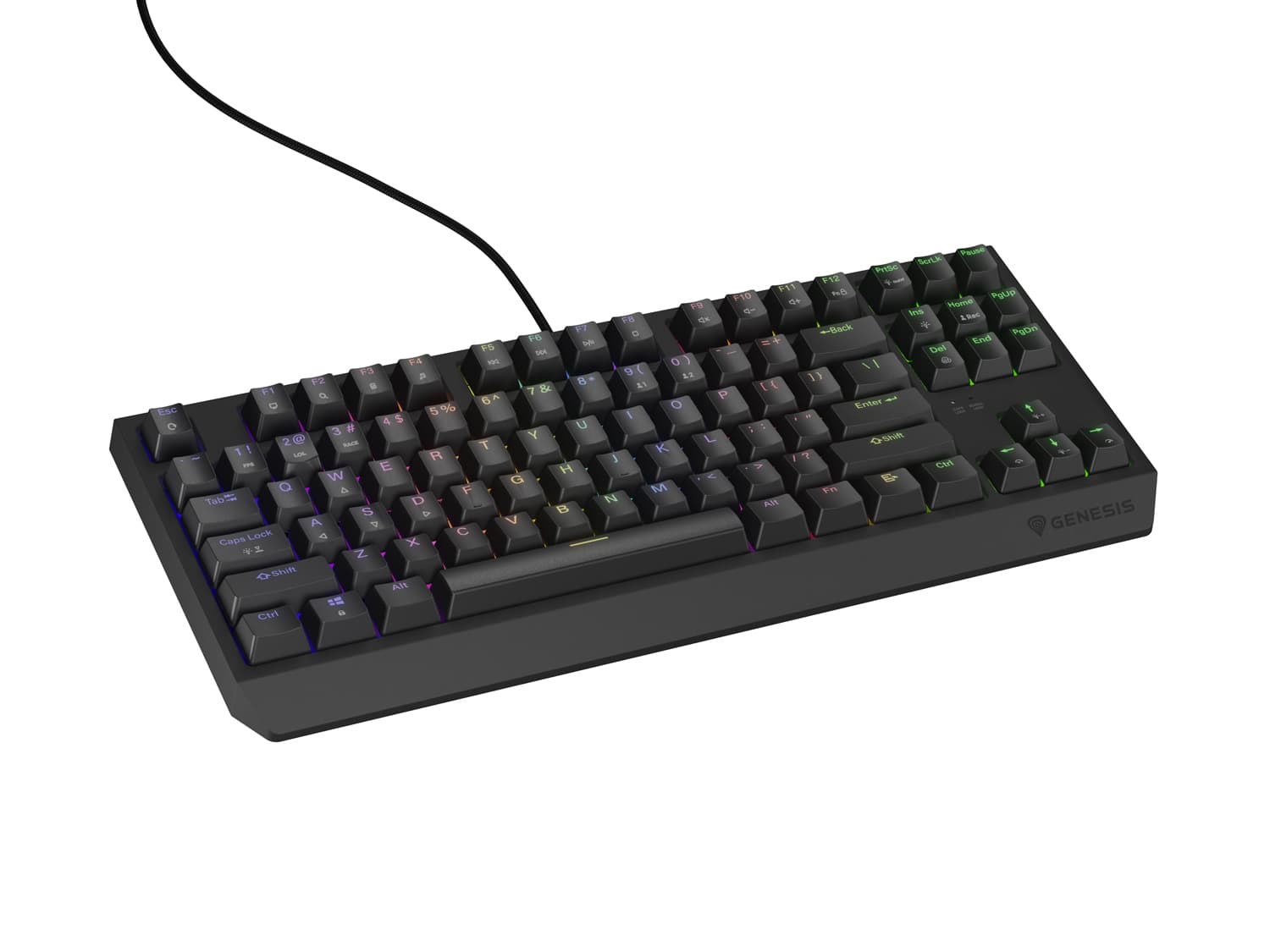 Genesis herní klávesnice THOR 230 TKL RGB Outemu Brown Drátová USB US layout Černá