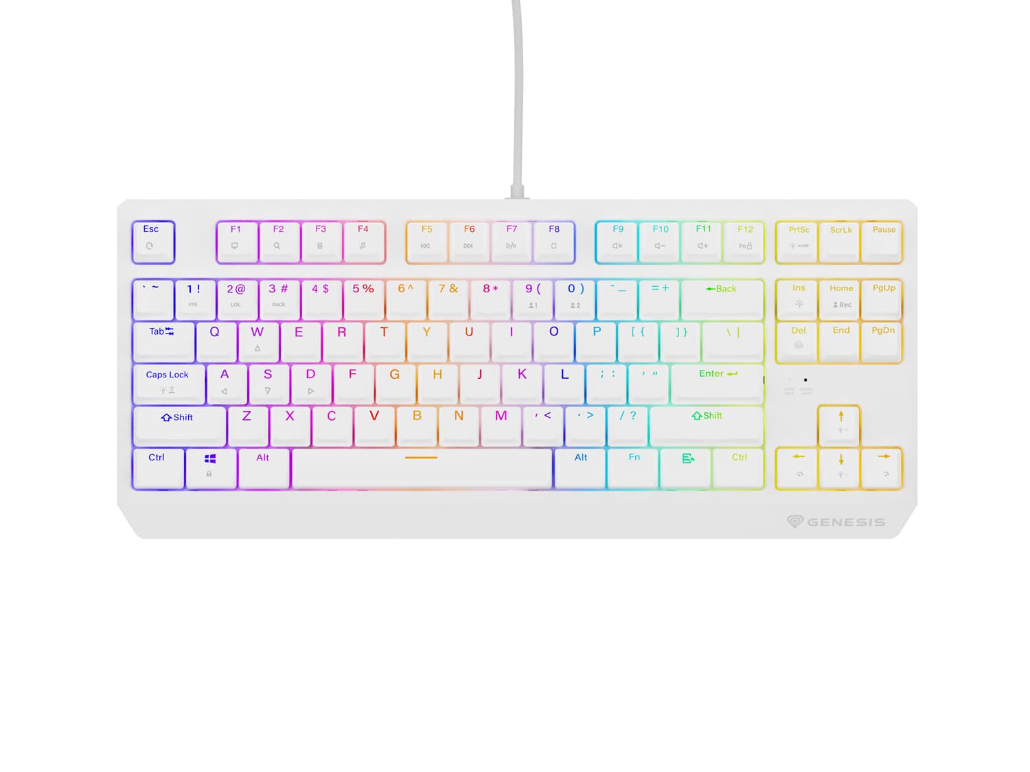Genesis herní klávesnice THOR 230 TKL RGB Outemu Brown Drátová USB US layout Bílá