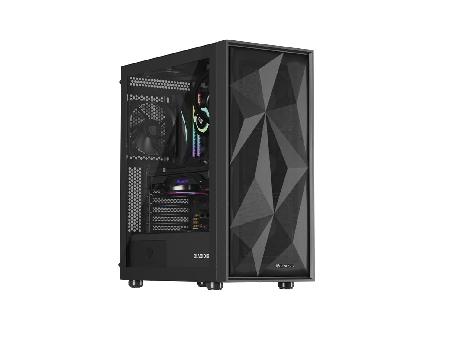 Počítačová skříň Genesis DIAXID 605F Midi Tower Transpar. Černá