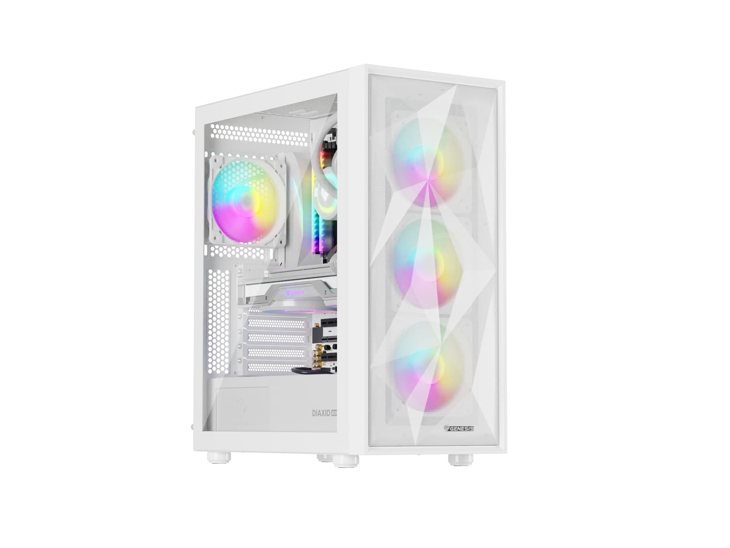 Počítačová skříň Genesis DIAXID 605 ARGB Midi Tower Transpar. Bílá