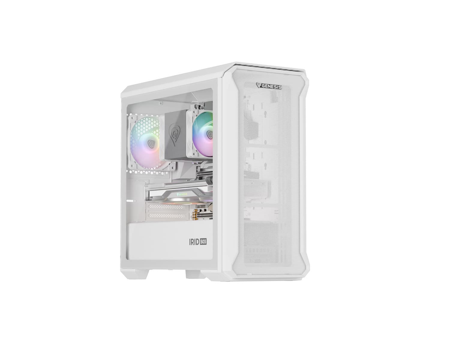Počítačová skříň Genesis IRID 503 ARGB LITE Mini Tower Transpar. Bílá