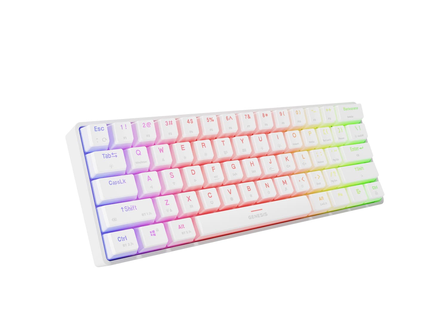Genesis herní klávesnice THOR 660 G2 Gateron Brown USB+BT US layout Bílá