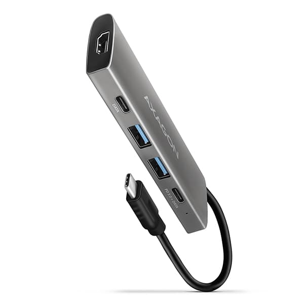 AXAGON HMC-5G2, USB 10Gbps hub, porty 2x USB-A, 2x USB-C, HDMI 4k 60, PD 100W, kabel USB-C 13cm