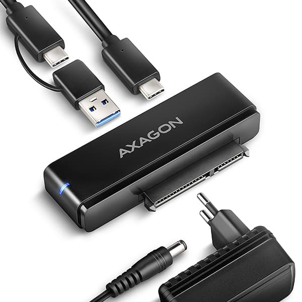 AXAGON ADSA-FPX, USB-C 10Gbps - SATA 6G, 2.5" 3.5" SSD HDD FAST PORT X adaptér, vč. AC napáječe
