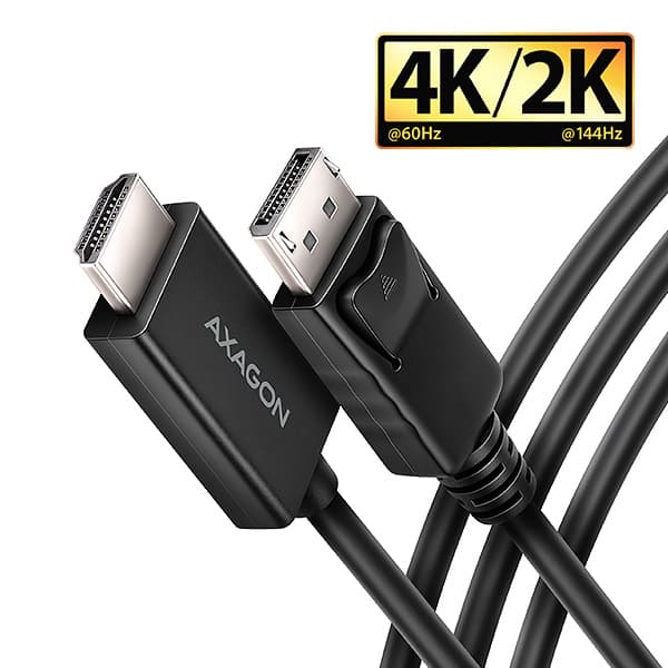 AXAGON RVD-HI20C2, DisplayPort -> HDMI 2.0b redukce kabel 1.8m, 4K 60Hz