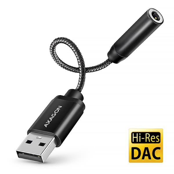 AXAGON ADA-HA, USB-A na 3.5mm jack Hi-Res DAC audio adaptér, 384kHz 32bit, stereo