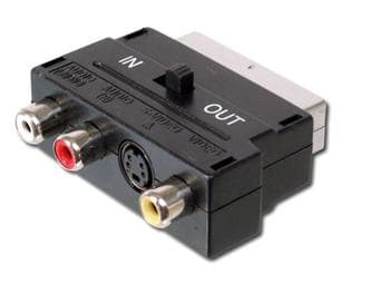 PremiumCord Adapter SCART-3x cinch + S-video s přepínačem IN