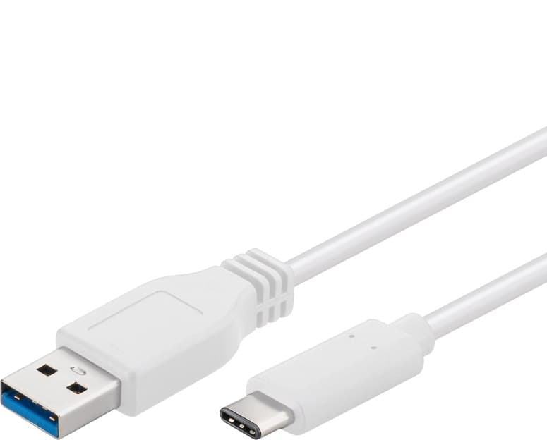 PremiumCord USB-C male - USB 3.0 A Male, bílý, 0,5m