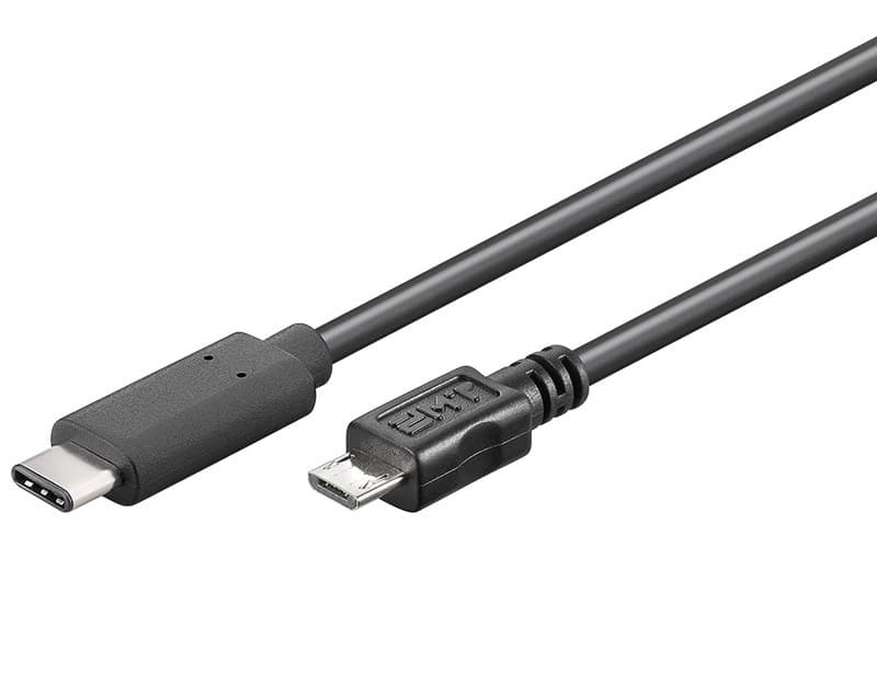 PremiumCord USB-C male - USB 2.0 Micro-B Male, černý, 1m