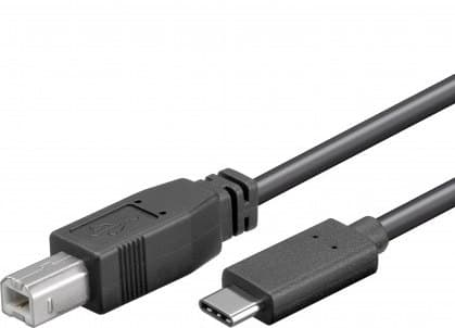 PremiumCord USB-C male - USB 2.0 B male, černý,1m