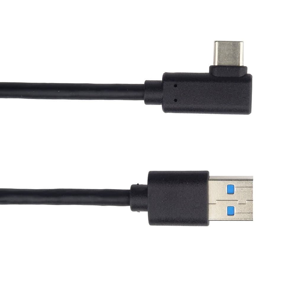 PremiumCord Kabel USB typ C M zahnutý konektor 90° - USB 3.0 A M, 2m