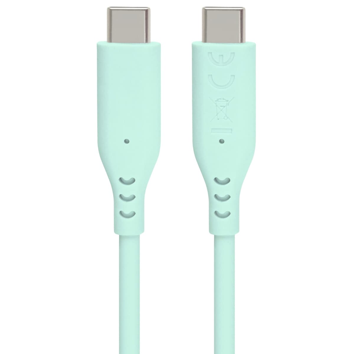PremiumCord silikonový USB-C 60W, tyrkysový, 1.5m